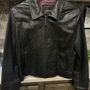 Really cute ladies genuine black leather jacket by Adler Collection.